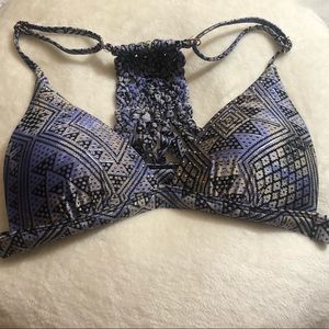 purple detail triangle bikini top